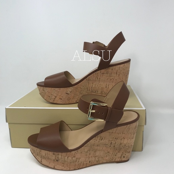 Michael Kors Xaria Wedge Leather Brown Luggage W - Picture 4 of 8